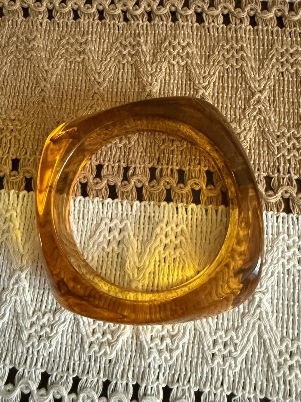 Amber Resin Sculptural Bangle Bracelet